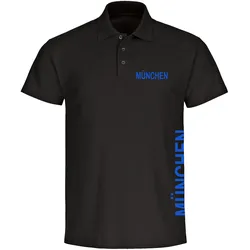 multifanshop Poloshirt - München blau - Brust & Seite - Druck blau - Polo