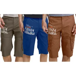 FQ1924 Mael Herren Freizeit-Bermuda Cargo-Shorts Baumwoll-Hose Sommer-Hose 21900196 Blau, Braun oder Khaki - XXL