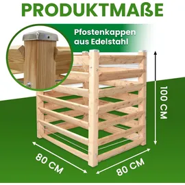 Gartenwelt Riegelsberger Moderner Komposter aus Lärchenholz Massivholz Steckkomposter Kompostsilo Holzkomposter : 100 cm : Single ca. 80x80 cm