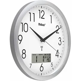 MEBUS Funk Wanduhr 30 cm 19422 silber