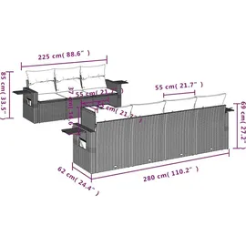 vidaXL Garten-Lounge-Set 8-tlg. grau