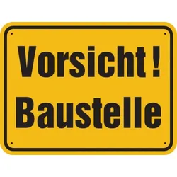 Baustellenschild, Vorsicht! Baustelle, 300x400mm, Alu geprägt - 400x300x0.6 mm Aluminium geprägt