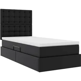 vidaXL Bett mit Stauraum und LED Schwarz 90 x 200 cm Kunstleder