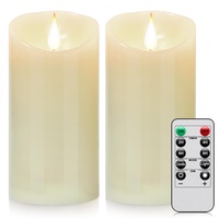 LED-Kerzen, flammenlose batteriebetriebene Kerzen. Blinkende Kerze mit Fernbedienung und Timer. Set von 3 echtes Wachs, verwendet für Wohndekoration und Feiertagsfeiern (2PACK, Elfenbeinfarbe)