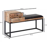 Wohnling Sitzbank Retro Schwarz 100 x 60 x 35 cm