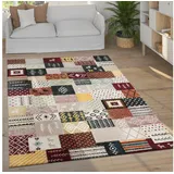 Paco Home »Nomaden 816«, rechteckig, 16 mm Höhe, Kurzflor, Gabbeh Design, Patchwork Design bunt