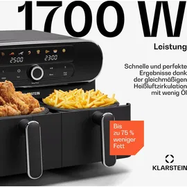 Klarstein AuraAir Color Touch Dual Heißluftfritteuse Schwarz/Silber