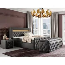 Fun Möbel Boxspringbett Schlafzimmerbett SEVRA Nr.4 140x200cm in Elisa Velvet Anthrazit