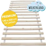 WOLKENLAND Lattenrost 140 x 200 cm | 14 Latten | Massivholz | Vorgebohrte Löcher | Premium Rollrost