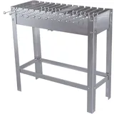 METRO PROFESSIONAL Holzkohlegrill rechteckig Karasu, Grillfläche 78 x 29 cm, inkl.12 Spieße, Edelstahl, silber
