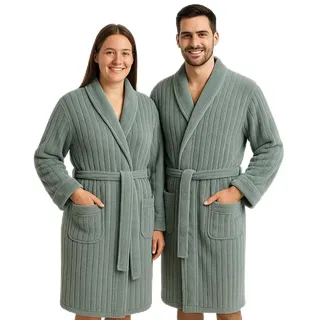 Betz Bademantel Microfaser mit Schalkragen - MALMÖ - für Herren und Damen Größe S/M Farbe: tannengrün - S-M