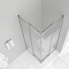 iflair DK77 Eckdusche mit Schiebetür rechts 90 x 90 cm Silber/Sicherheitsglas