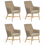 SonnenPartner Gartenstuhl Sonnenpartner 4er-Set Garten-Sessel Helios Aluminium/Teakholz mit