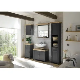 Mäusbacher Hängeschrank "Mali", grau (anthrazit matt, asteiche), B:45cm H:63cm T:25cm, Holzwerkstoff, Schränke, Hängeschrank Bad-Hängeschrank, Landhausstil, Breite 45 cm, Höhe 63 cm, Metallgriff