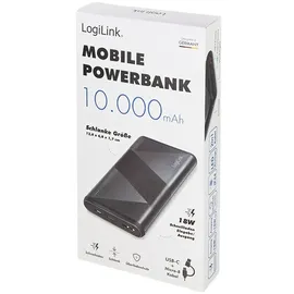 Logilink PA0275 - Powerbank 10000 mAh Quick Charge 3.0, Fast Charge, USB PD 2.0 LiPo Schwarz