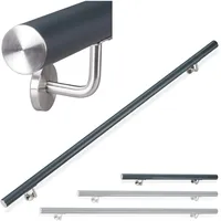 Relaxdays Handlauf Aluminium, rund, Treppengeländer innen & außen, matt, 100 cm, Ø 42mm, mit Wandhalterung, anthrazit
