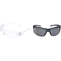 3M Virtua Schutzbrille, Antikratz-Beschichtung, transparente Scheibe, UV, Augenschutz, 26g Leicht & AP Schutzbrille VirtuaA1, AS, UV, PC, graue Polycarbonat-Scheiben