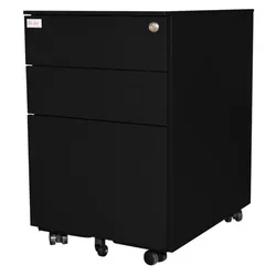 Rollcontainer Metall Schubladenschrank Metallrollcontainer Ordnungssystem Rollbar Metallschrank Schrank Container schwarz Jet-Line