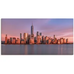 Wandbild ARTLAND "New York City", pink (farbe bild(er): pink), B:100cm H:50cm T:1,8cm, Canvas, Leinwand, Bilder, als Leinwandbild, Poster in verschied. Größen