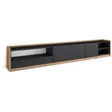 SKRAUT HOME Lowboard 310x50x37 cm Schwarz Eiche Holzwerkstoff