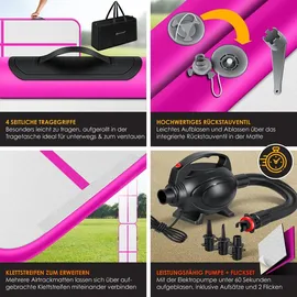 Kesser KESSER® Turnmatte Aufblasbar Airtrack 2m/3m/4m/5m/6m Fitness-Matte Gymnastikmatte inkl. Tragetasche | elektr. Luftpumpe Yogamatte, Tumbling Matten, Trainingsmatte, Turn- & Fitness