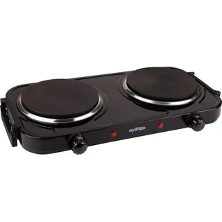 Grafner Kochplatte doppelt 2000 Watt, mit klappbaren Griffen, Schwarz KP10880