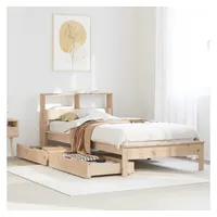 vidaXL Massivholzbett mit Regal 90 x 190 cm Kiefer natur beige
