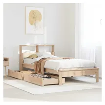 vidaXL Massivholzbett mit Regal 90 x 190 cm Kiefer natur beige