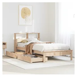 vidaXL Massivholzbett mit Regal 90 x 190 cm Kiefer natur beige