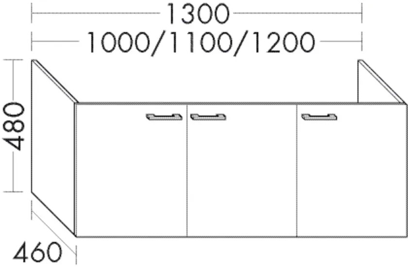 Burgbad Waschtischunterschrank Sys30 PG4 Sana 480x1200x460 Schilf Hochglanz, WSAC120F3362 WSAC120F3362