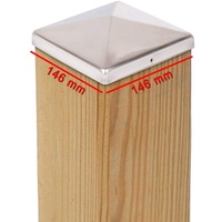 2 x PFOSTENKAPPE PYRAMIDE 146 x 146 MM EDELSTAHL