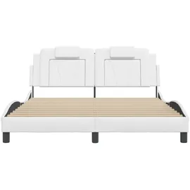 vidaXL Bettgestell mit LED Weiß 160x200 cm Kunstleder