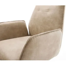 DeLife Esszimmerstuhl Zoa-Flex Mikrofaser Beige Vintage Holzgestell kantig Natur Taschenfederkern
