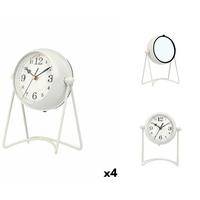 Gift Decor Uhr Tischuhr Weiß Metall 15,5 x 20 x 11 cm 4 Stück weiß