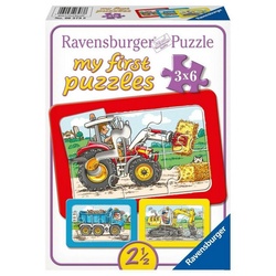 Ravensburger Puzzle Bagger, Traktor und Kipplader. My first puzzle - Rahmenpuzzle 3 x 6..., Puzzleteile