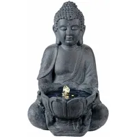 Solar-Buddha-Brunnen. Warmes Licht. 29,5x28x45cm