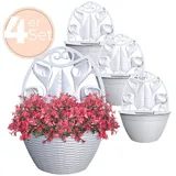 GarPet Blumentopf 4x Blumentopf Wand Blumen Topf Vase Pflanzen Halterung 32 Weiß Rattan