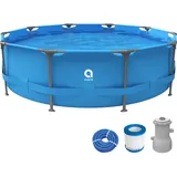 Avenli Pool 305 x 76 cm Frame Plus Stahlrahmen Aufstellpool Set mit Pumpe blau rund Framepool Swimming Schwimmbecken