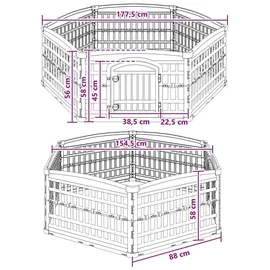 vidaXL 6-Panel-Hundespielplatz 177,5 x 154,5 x 58 cm Kunststoff Weiß 179 151