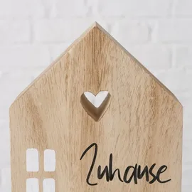 Boltze Dekoaufsteller Mein Haus grau weiß natur Holz 3 tlg. - Beige