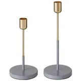 Boltze 2er- Set: Kerzenhalter "Telmo" in Gold/ Grau | Gr.: onesize