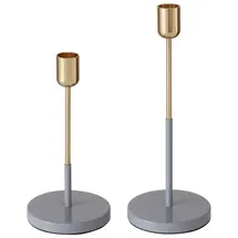 Boltze 2er- Set: Kerzenhalter "Telmo" in Gold/ Grau | Gr.: onesize