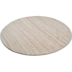 Wollteppich THEKO "Royal Berber Uni" Gr. 44, beige (natur grau), H:18mm Ø:240cm, Schurwolle, Teppiche, Berber Optik, reine Wolle, ideal im Wohnzimmer & Schlafzimmer