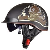 Smilfree Motorradhelm Halbschalenhelm mit ECE-Zertifizierung Rollerhelm Cruiser Chopper Skateboardhelm Antikollisionshelm Motorradhalbhelm mit Visier für Damen und Herren Erwachsene