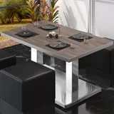 GGM Möbel Bistro Loungetisch 110 x 60 x 41 cm Light Wenge/Edelstahl