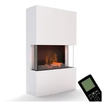 GLOW FIRE Elektrokamin Tucholsky 3 Sided Wasserdampf Kamin, Elektrischer Kamin, Wasserdampfkamin mit 3D Feuer und Knisterfunktion weiß