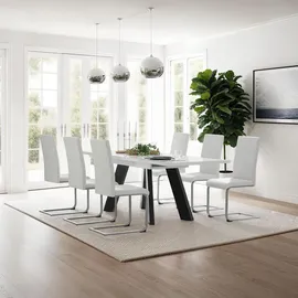 Tectake tectake® Schwingstuhl, gepolstert mit Kunstlederbezug, flaches Stahlgestell in C-Form, 41 x 52 x 99 cm