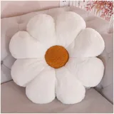 LANFIRE Blume Plüsch Kissen Bodenkissen Dekoratives Blumenkissen Sitzkissen Schlafsofa Kissen Möbel Innenkissen (50CM, Weiß braun)