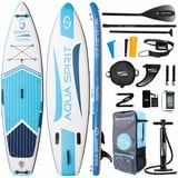 AQUA SPIRIT Aufblasbares Stand Up Paddle Board SUP Tempo Komplett-Set - 320x81x15cm - Erwachsene Anfänger/Experten - mit Rucksack, Leine, Paddel, Wickelauflage und 2 Jahre Garantie Blau 320cm