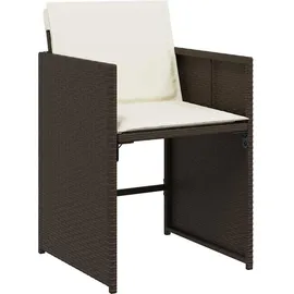 vidaXL 5-teiliges Garten-Esszimmermöbel-Set mit Kissen in Braun aus Poly-Rattan